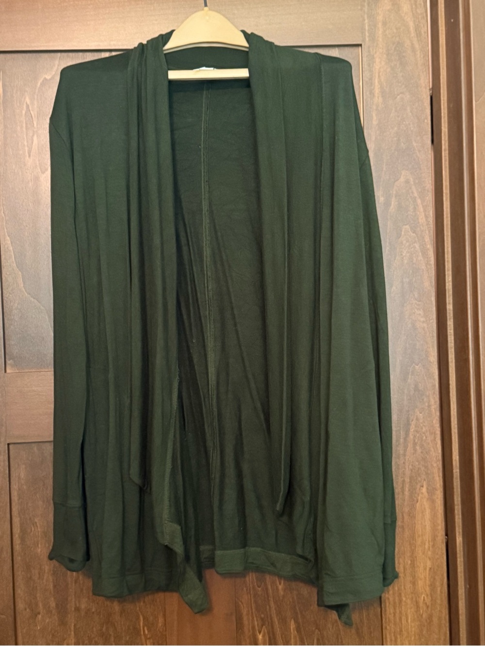 Athleta Pranayama Ribbed Wrap - Open-Front Draped Cardigan in Forest Green